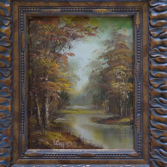 Vintage Original Oil Painting Irene Cafieri Trees Autumn Landscape Framed Art - Picture 3 of 5